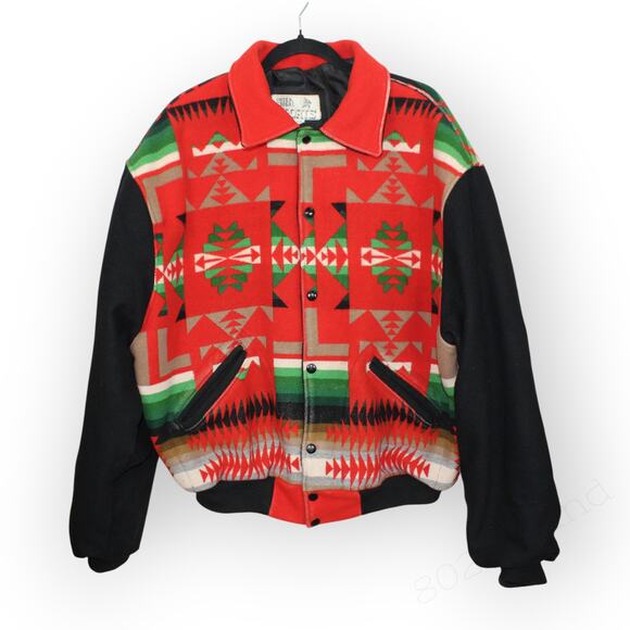 XXL Southwest Varsity Bomber Jacket Aztec Tribal Esther ElPasoCafe Toppenish - Picture 3 of 16